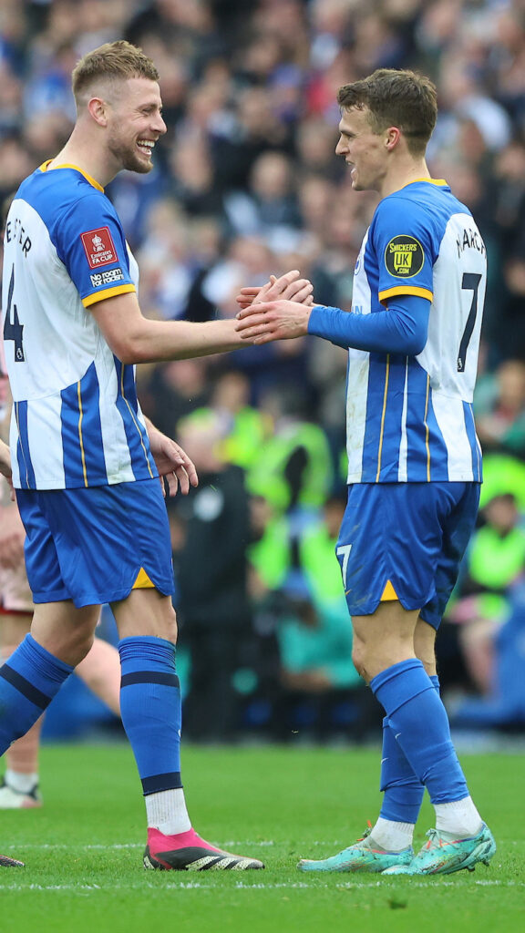 Solly March in action during his time with Brighton & Hove Albion at the Amex — © Getty Images