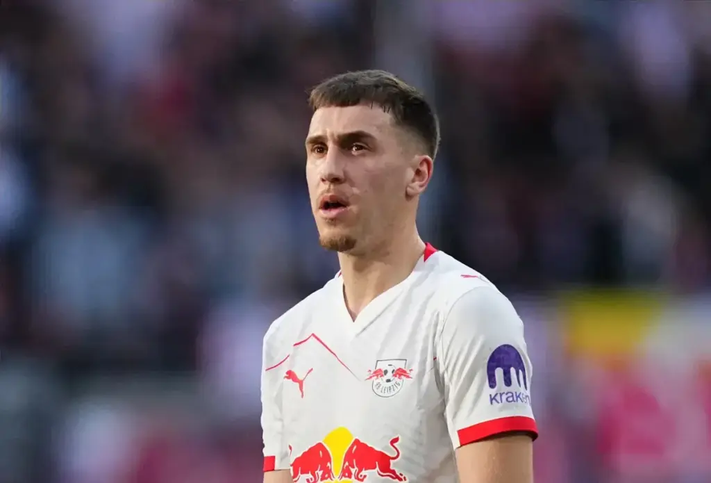 Brajan Gruda in Brighton kit before his loan move to RB Leipzig
